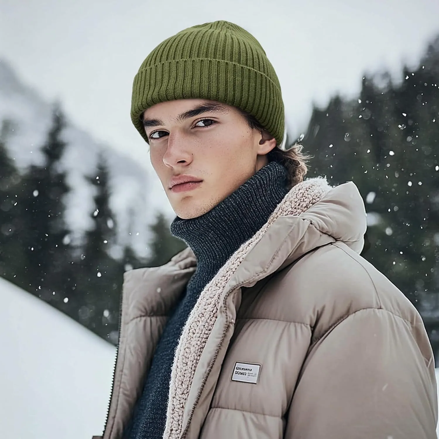 Clakllie Trawler Beanie for Women Men Roll-up Edge Skullcap Soft Warm Fisherman Watch Caps Cuffed Swag Knitted Hat