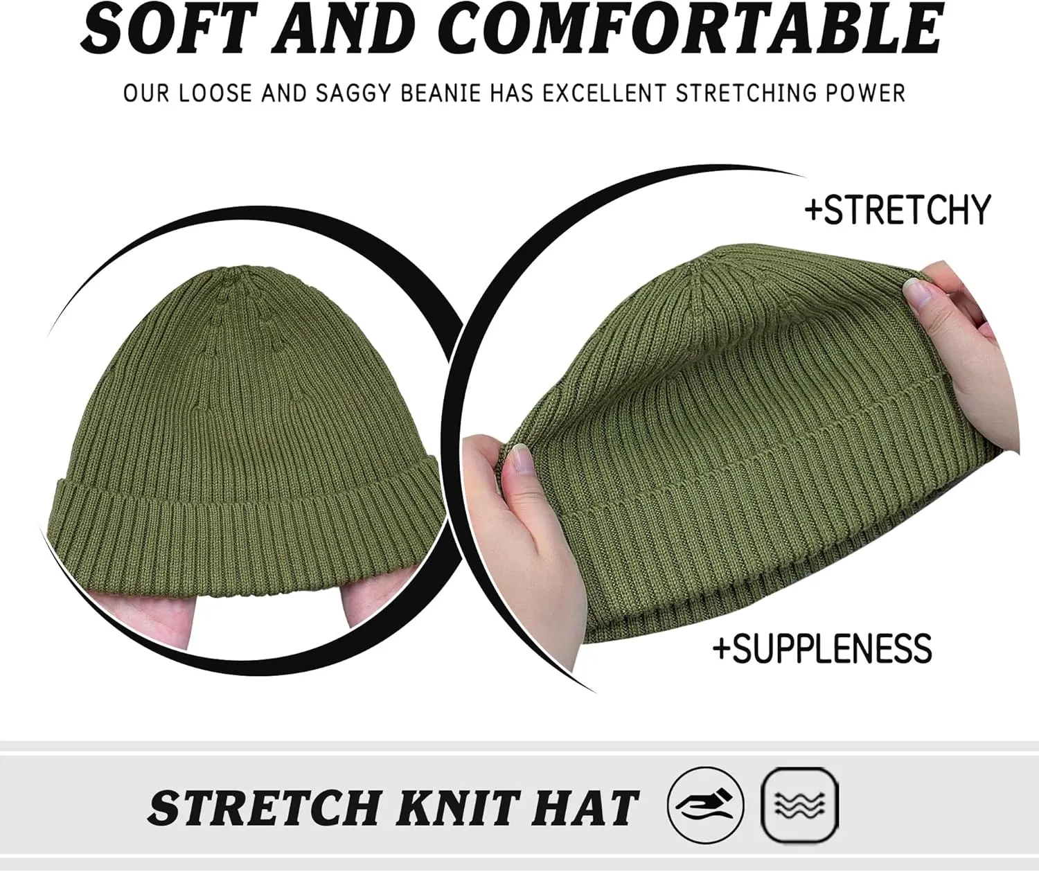 Clakllie Trawler Beanie for Women Men Roll-up Edge Skullcap Soft Warm Fisherman Watch Caps Cuffed Swag Knitted Hat