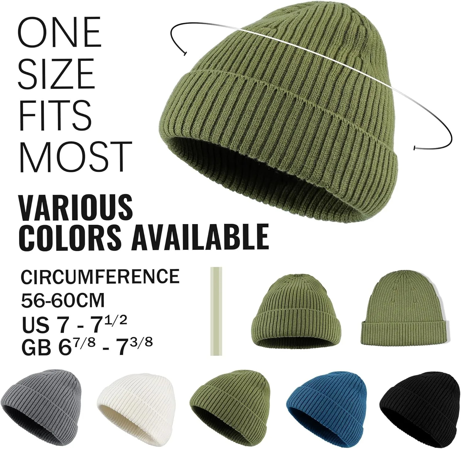 Clakllie Trawler Beanie for Women Men Roll-up Edge Skullcap Soft Warm Fisherman Watch Caps Cuffed Swag Knitted Hat