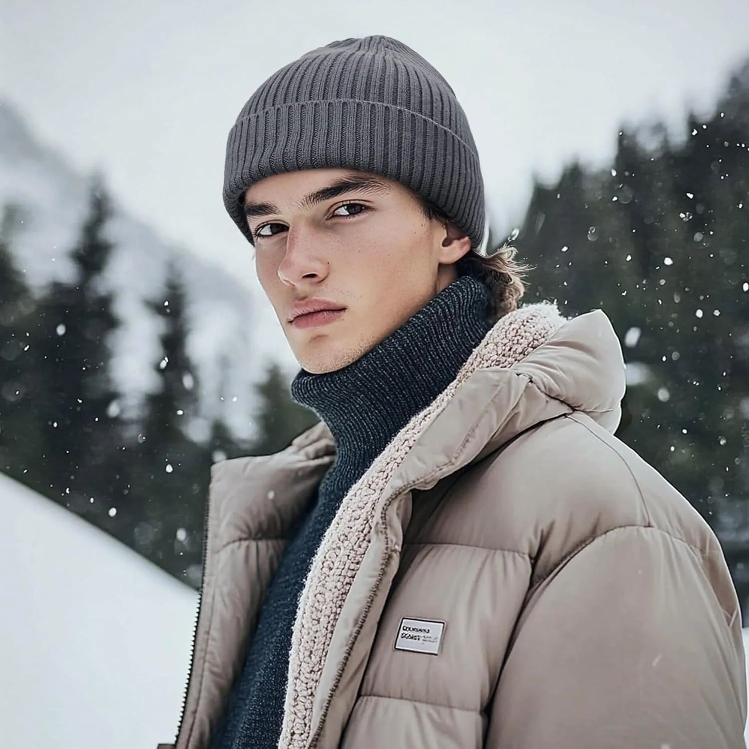 Clakllie Trawler Beanie for Women Men Roll-up Edge Skullcap Soft Warm Fisherman Watch Caps Cuffed Swag Knitted Hat