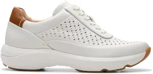 Clarks Women's Tivoli Grace Sneakers, Off White Leather, 8.5 Wide, 26176419