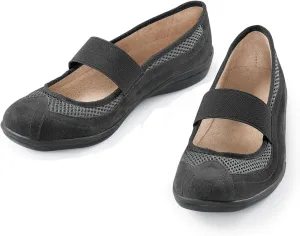 Collections Etc Women's Extra-Wide Width Mary Jane Strap Shoes Black 6