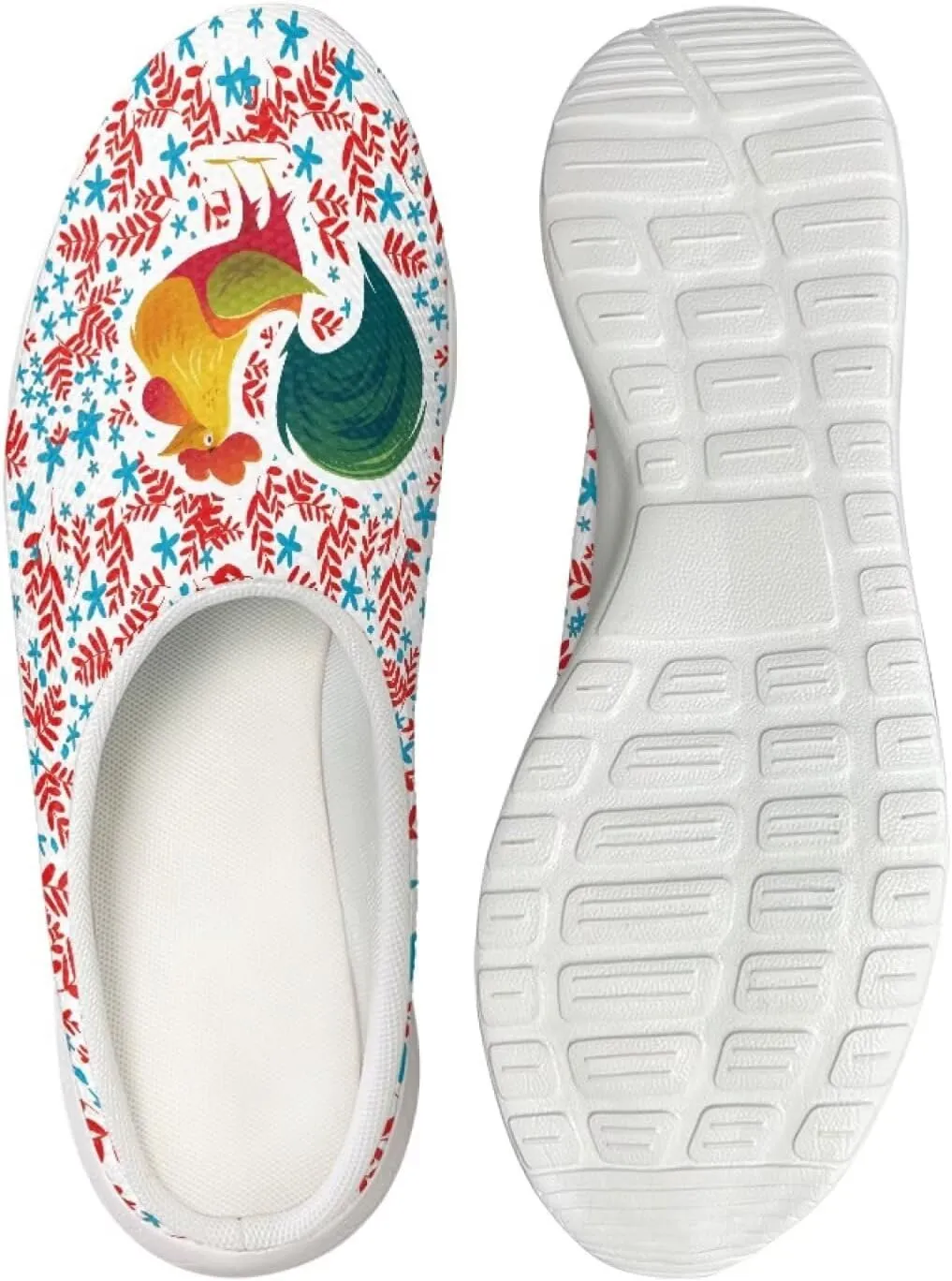 Coloranimal Cute Animal Floral Pattern Pull On Slippers for Women Beach Flat Shoes