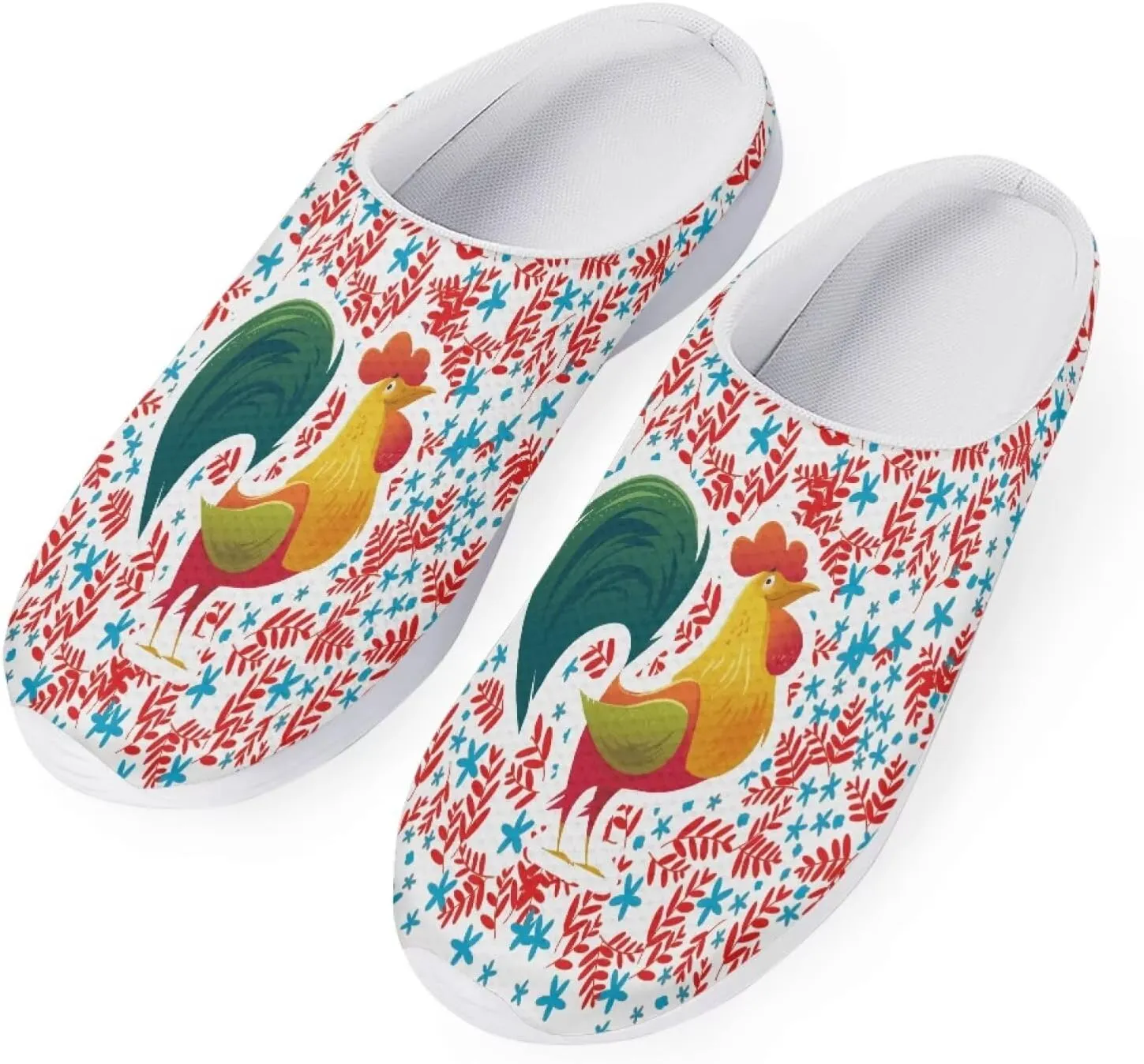 Coloranimal Cute Animal Floral Pattern Pull On Slippers for Women Beach Flat Shoes