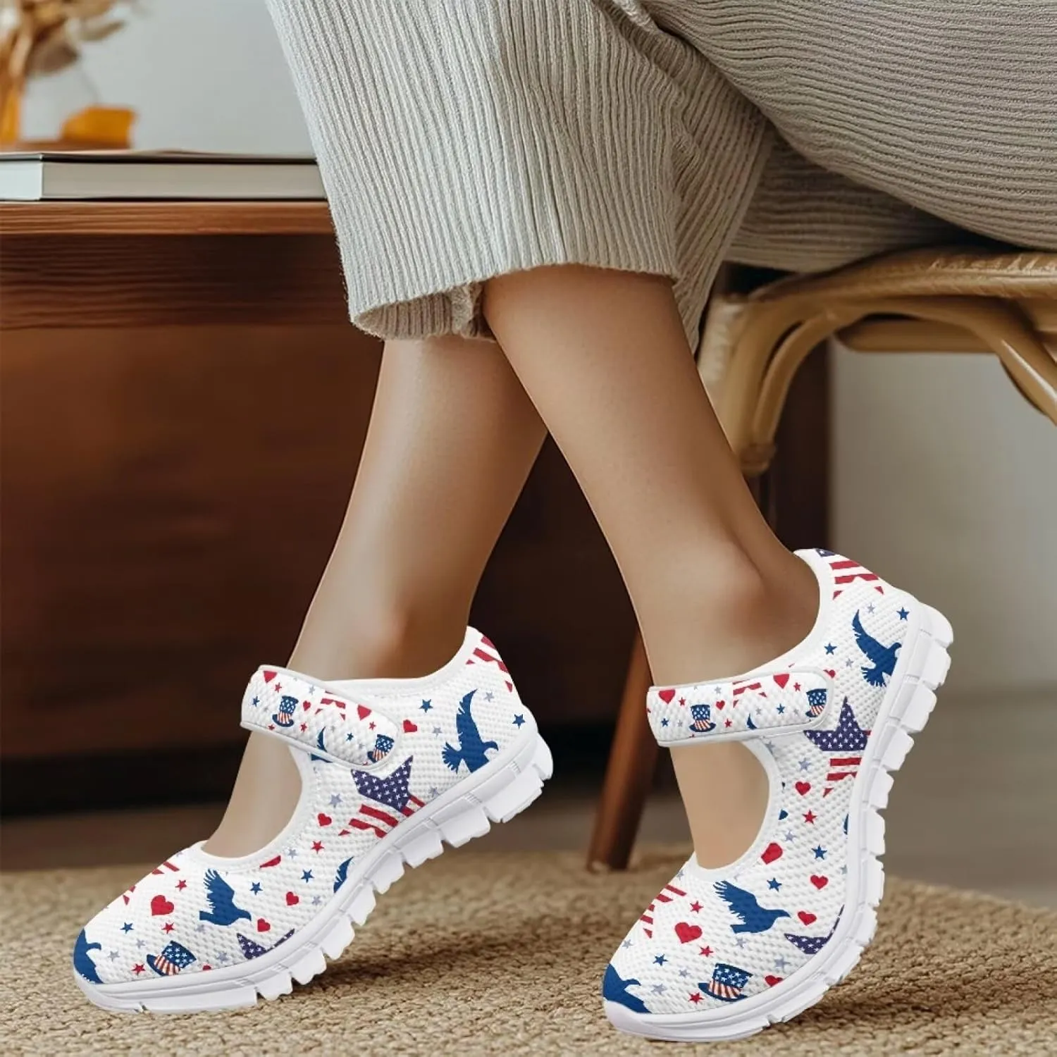 Coloranimal Mary Jane Flats Shoes for Women Dressy Casual Womens Mary Jane Shoes Magic Sticker Slip On Shoes Falts Shoes Mesh Ballet Shoes