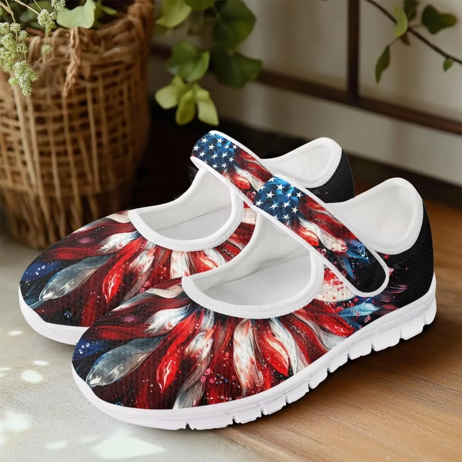 Coloranimal Mary Jane Flats Shoes for Women Dressy Casual Womens Mary Jane Shoes Magic Sticker Slip On Shoes Falts Shoes Mesh Ballet Shoes