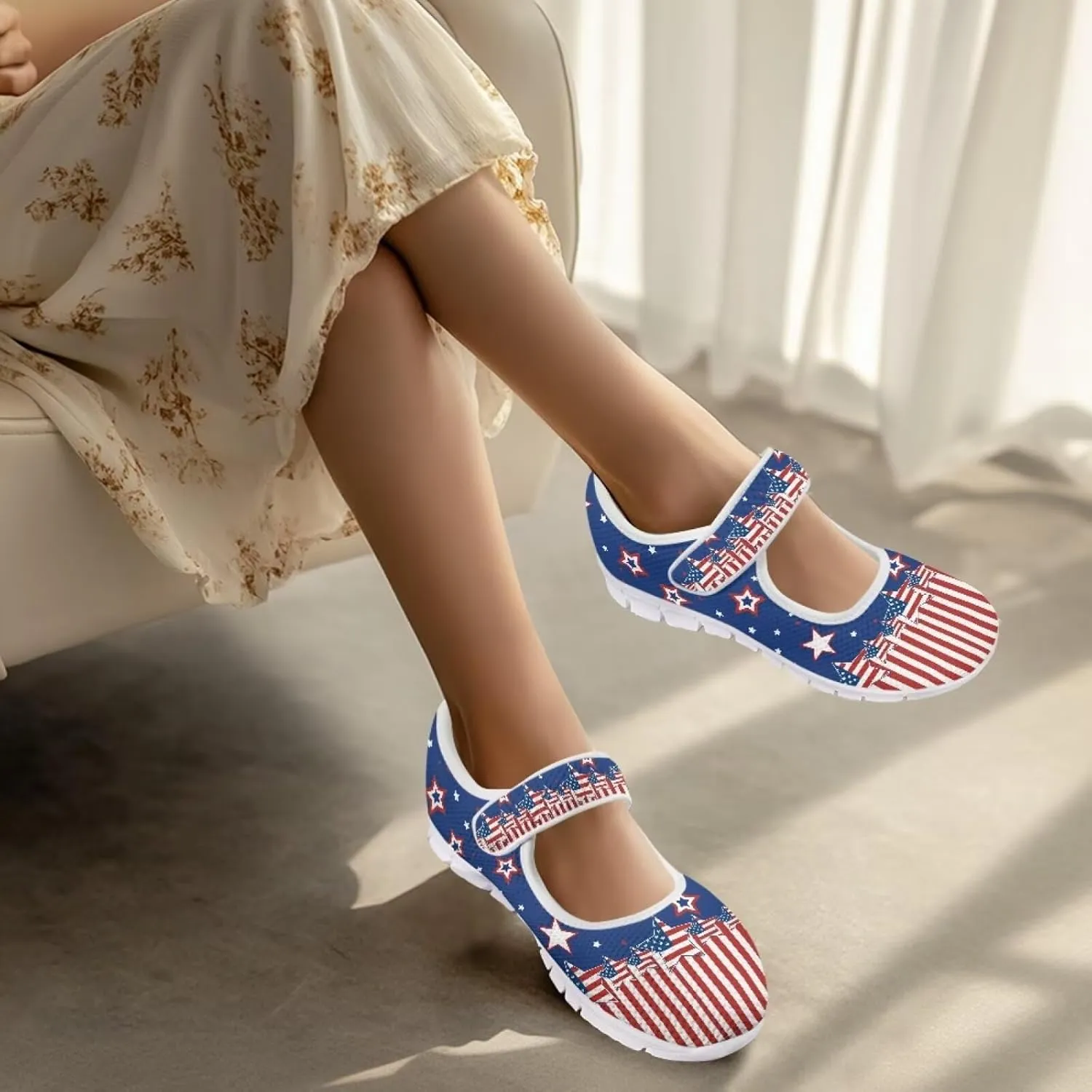 Coloranimal Mary Jane Flats Shoes for Women Dressy Casual Womens Mary Jane Shoes Magic Sticker Slip On Shoes Falts Shoes Mesh Ballet Shoes