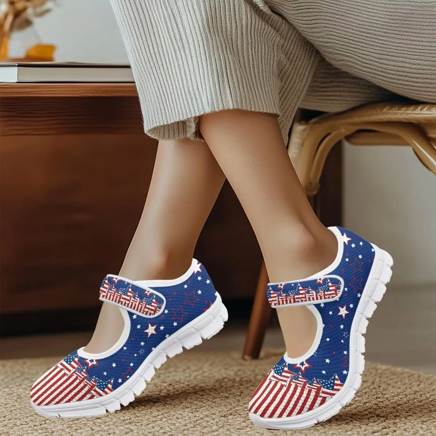 Coloranimal Mary Jane Flats Shoes for Women Dressy Casual Womens Mary Jane Shoes Magic Sticker Slip On Shoes Falts Shoes Mesh Ballet Shoes