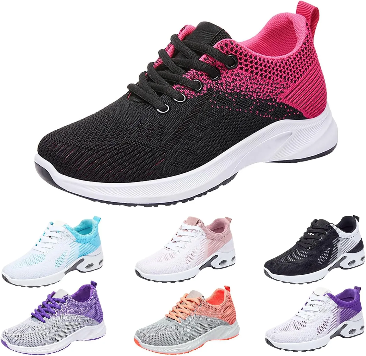 Comfortable Shoes for Women Non Slip Lightweight Fashion Running Shoes Breathable Mesh Knit Sneakers Casual Walking Athletic Outdoor Shoe On Feet All Day