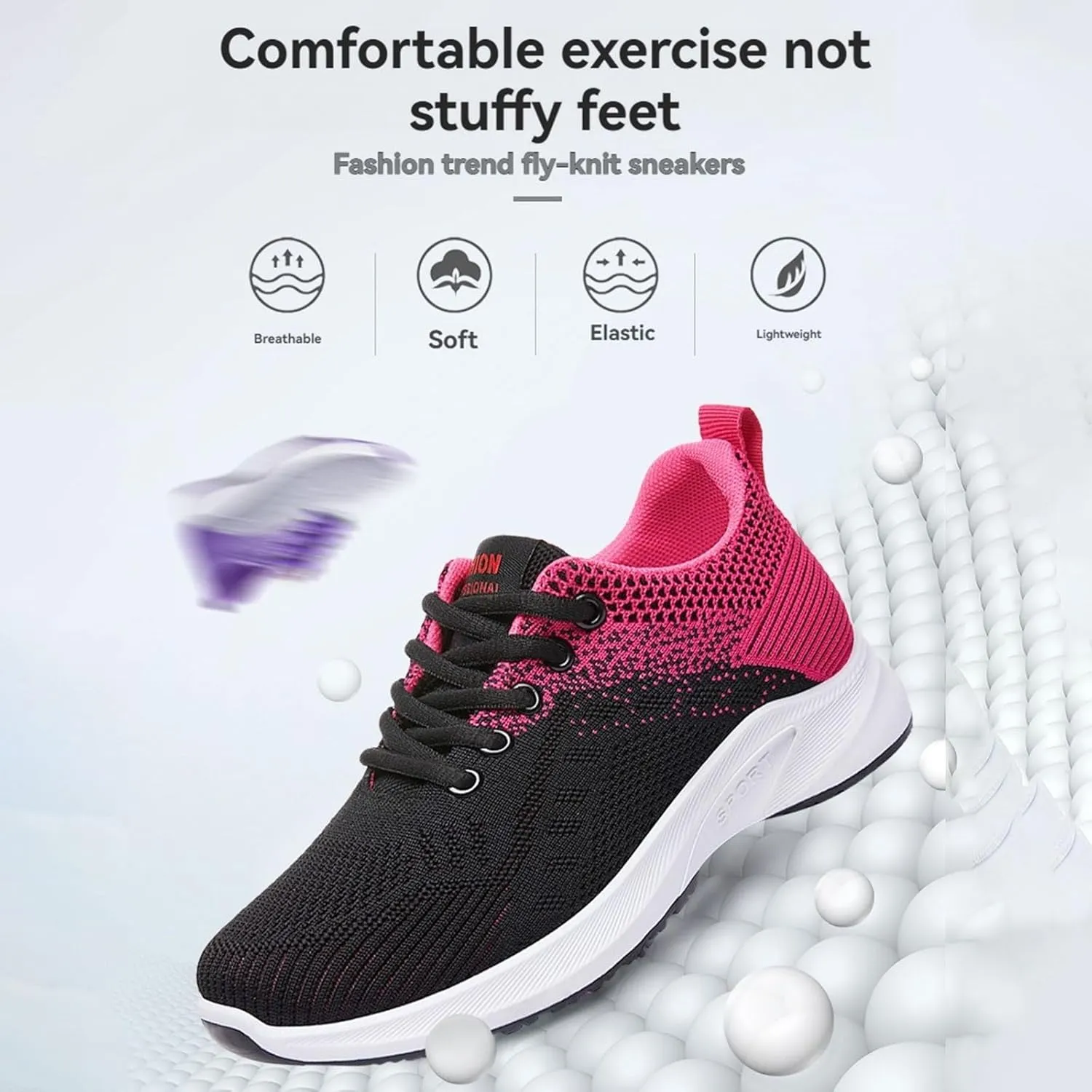 Comfortable Shoes for Women Non Slip Lightweight Fashion Running Shoes Breathable Mesh Knit Sneakers Casual Walking Athletic Outdoor Shoe On Feet All Day
