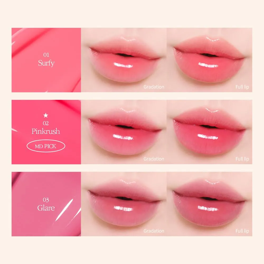 COSNORI Flow Wave Lip Tint - Vegan Glassy Lip Gloss, Lightweight & Long-lasting, Plant-derived Oil Moisturizer, K-Beauty (10 CORAL BOUQUET)