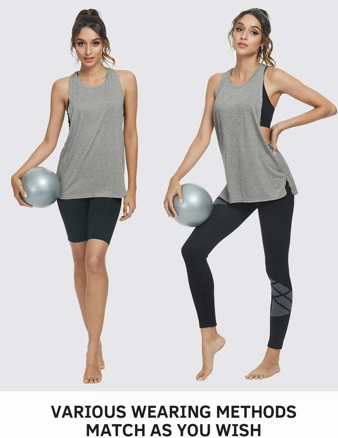 Cosy Pyro Workout Tank Tops for Women Lightweight Running Tanks Basic Gym Tops Sleeveless Athletic Yoga Shirts-4 Pack