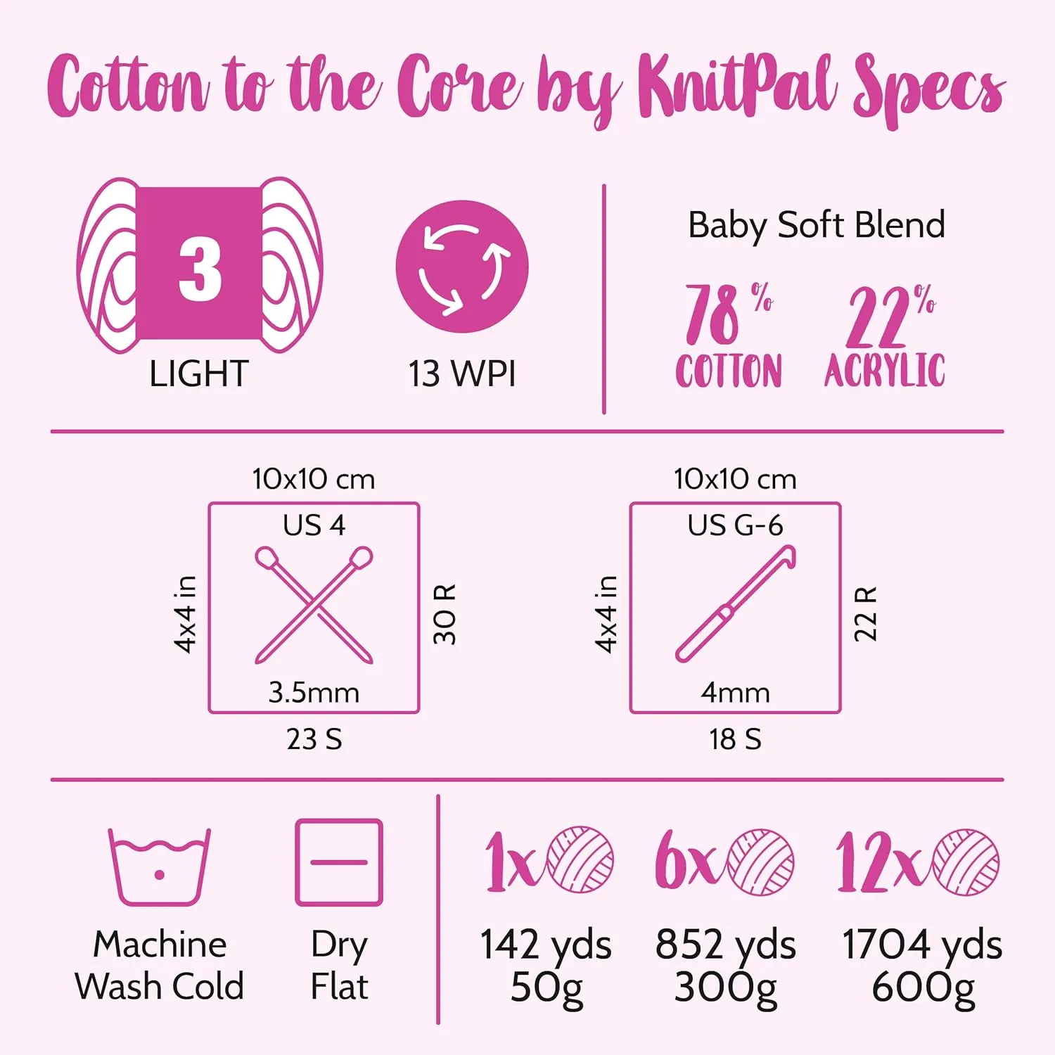 Cotton to The Core Cotton Yarn for Crocheting, 6 Skeins, 852Yds/300G, Free Patterns - Soft Baby Yarn for Knitting - 3 DK Light Worsted Weight - Almond Tan