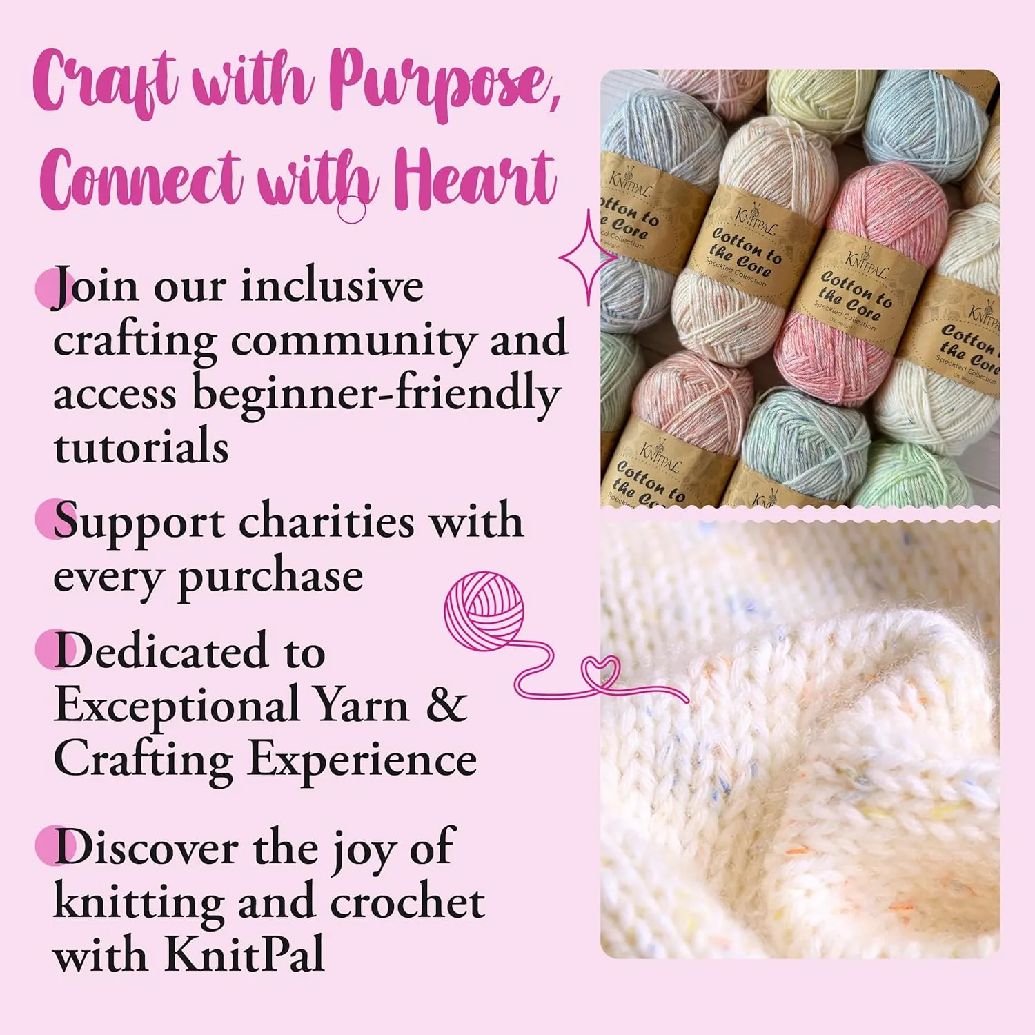 Cotton to The Core Speckled Soft Baby Yarn for Crocheting, 6 Skeins, 810Yds/300G, Free Patterns - Size 3 DK Light Worsted Weight Cotton Yarn for Knitting - Confetti Snow