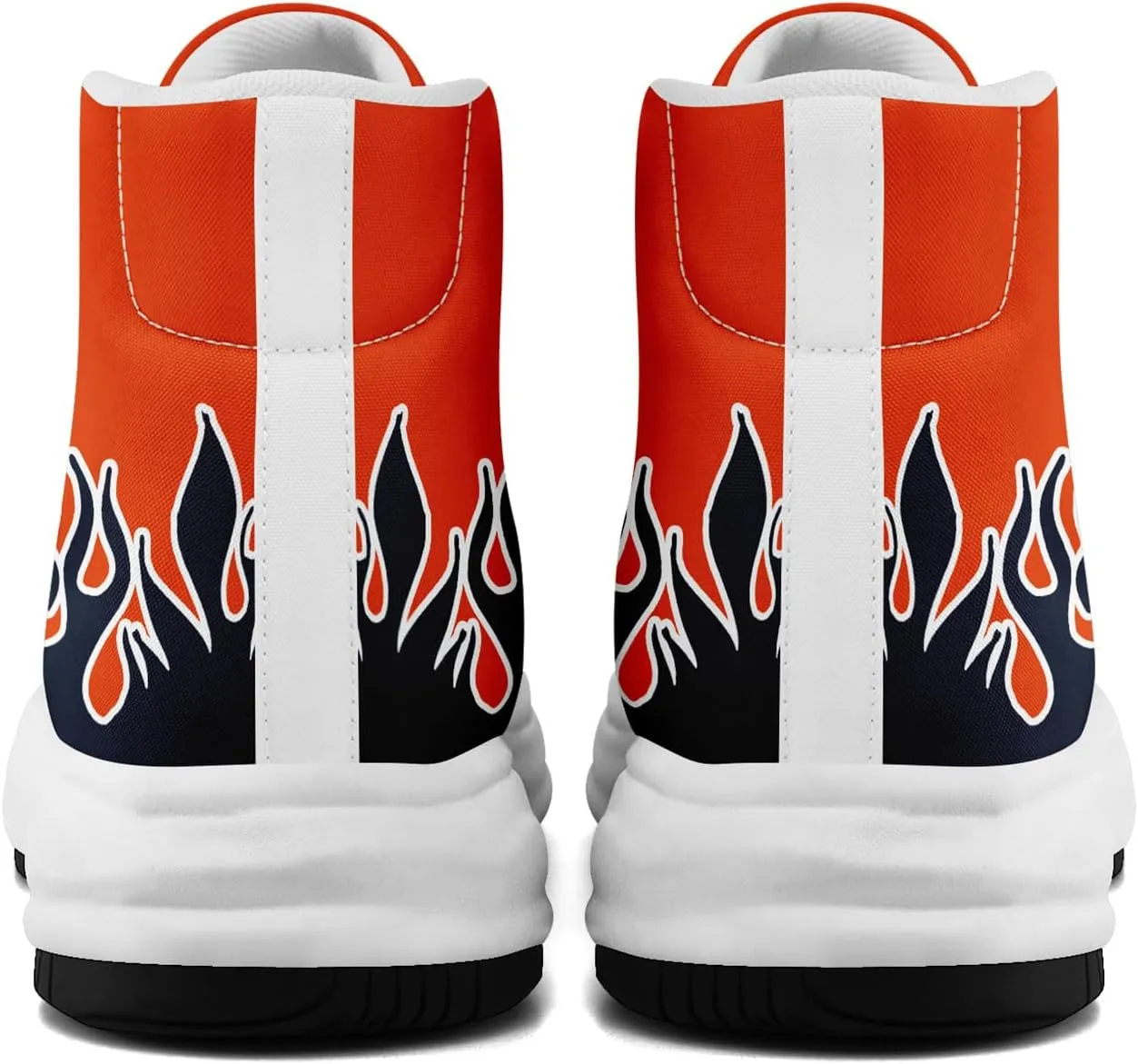 Custom Flame High-Top Platform Sneakers, Fashion Chunky Elevated Canvas Trainers for Streetwear Race Casual Footwear