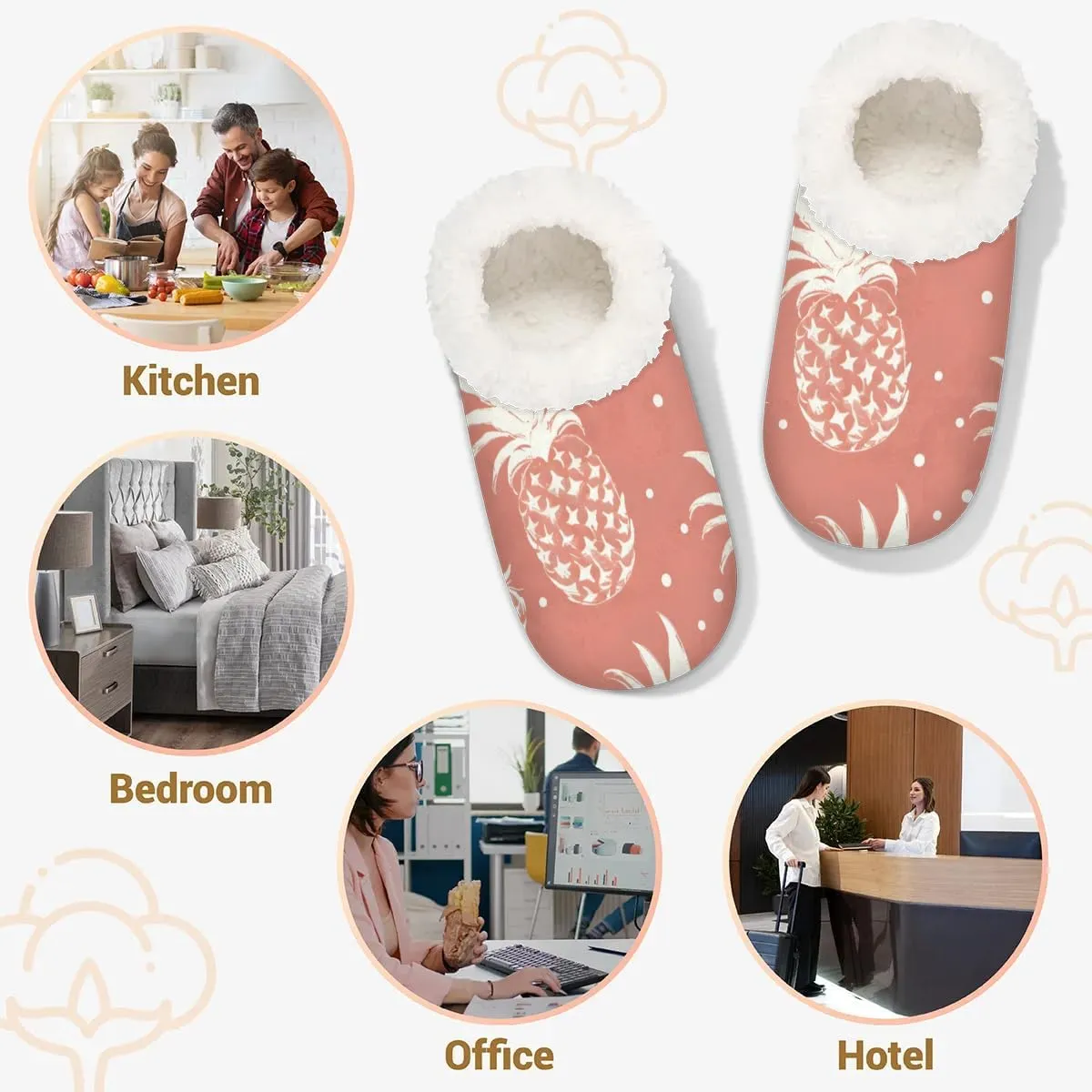 Cute Rabbits Flowers Soft Home Slippers for Women Lightweight Men's House Shoes Women's Slippers