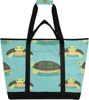Cute Turtles Reusable Insulated Lunchbox Cooler Bag, Leakproof Kitchen Grocery Bag Collapsible Portable Cooler Tote Bag for Picnic, Camping, Office, Travel