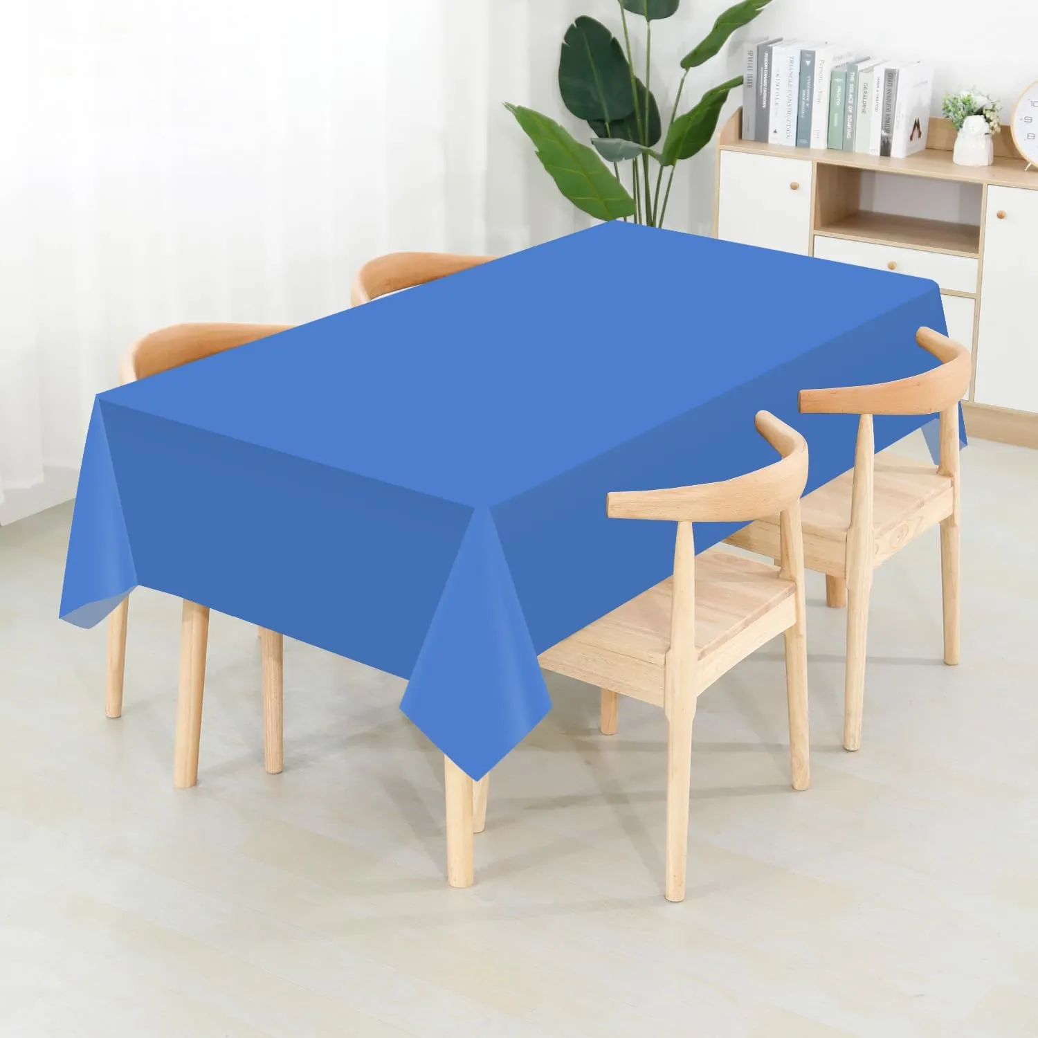 CXPSINC 54 Inch X 200 Feet Plastic Table Cover Roll Disposable Tablecloth with Slide Cutter for All Type/Shape Tables | Picnic, Party, Banquet, Birthdays, Weddings (Blue)