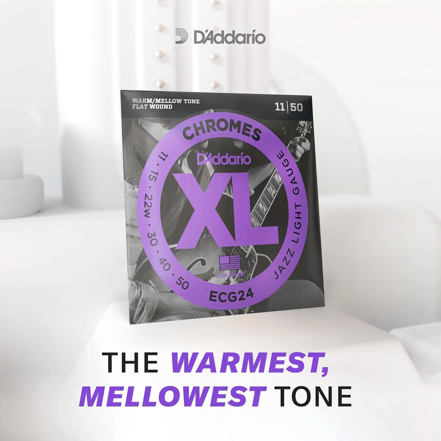 D'Addario XL Chromes Flat Wound Bass Guitar Strings - ECB81-5 - 5 String - Long Scale - Regular Light, 45-132