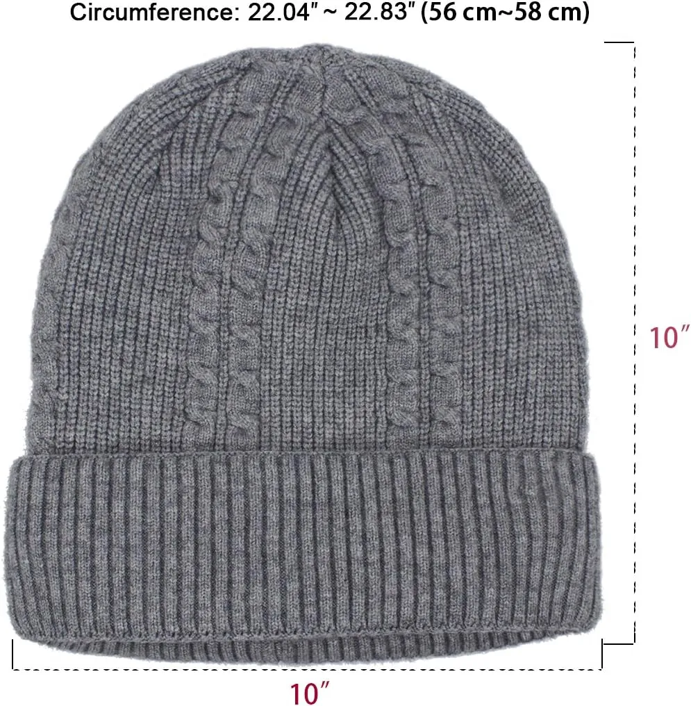 Dahlia Men's Skullies & Beanies - Wool, Knit Winter Hat, Fleece Lined,