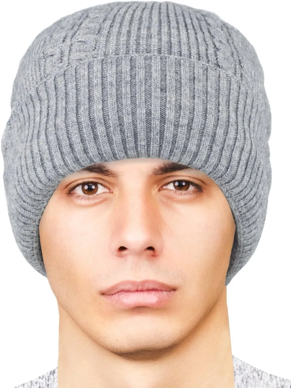 Dahlia Men's Skullies & Beanies - Wool, Knit Winter Hat, Fleece Lined,