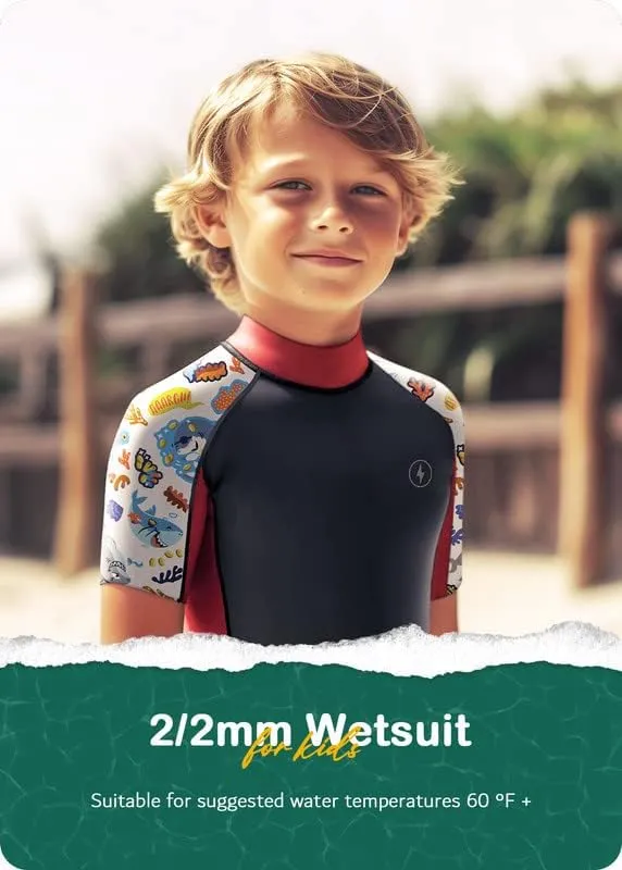 Dark Lightning 3/2mm Kids Wetsuit for Boys and Girls, Neoprene Thermal Swimsuit, Toddler/Junior/Youth One Piece Wet Suits for Scuba Diving