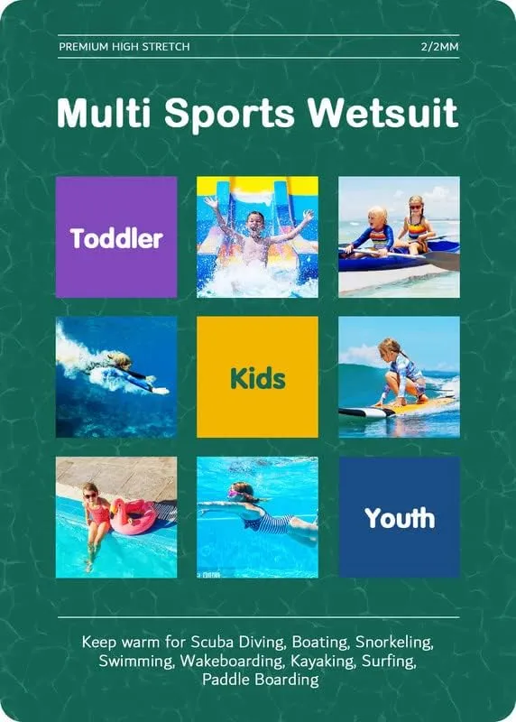 Dark Lightning 3/2mm Kids Wetsuit for Boys and Girls, Neoprene Thermal Swimsuit, Toddler/Junior/Youth One Piece Wet Suits for Scuba Diving