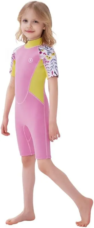 Dark Lightning 3/2mm Kids Wetsuit for Boys and Girls, Neoprene Thermal Swimsuit, Toddler/Junior/Youth One Piece Wet Suits for Scuba Diving