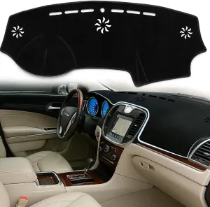 Dash Cover Mat Fit for Chrysler 300 300C 2011 2012 2013 2014 2015 2016 2017 2018 2019 2020 2021 2022 2023 Dashboard Cover All-Black Dash Mat with Anti-Slip Silicone Granules Pad Accessories