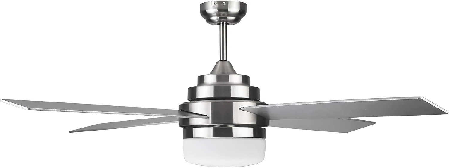 Design House 157354 Cali 52-inch Contemporary Indoor Ceiling Fan with LED Light Kit with 4-Blades, Reverse Airflow, Wall Control, Brushed Nickel