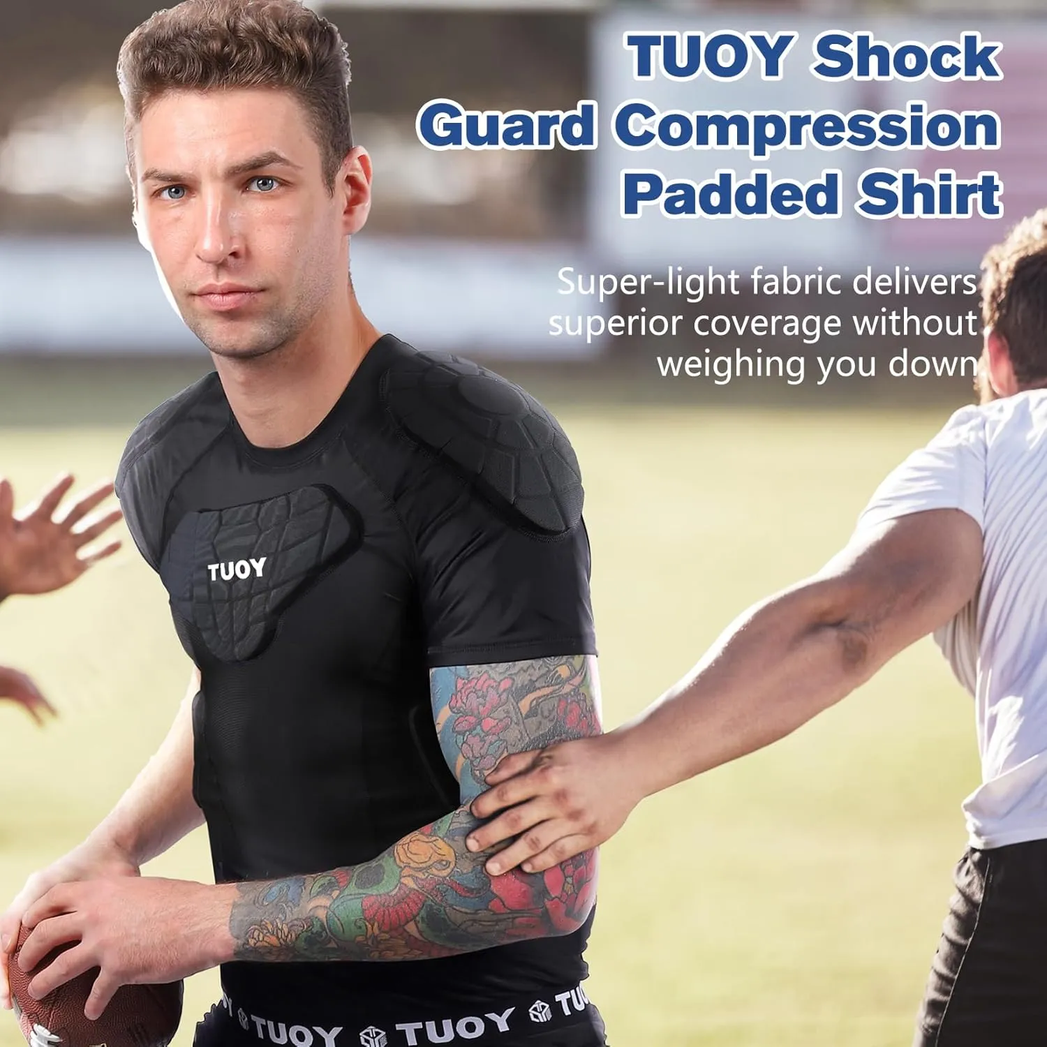 DGXINJUN Men Padded Chest Rib Protector Vest 4-Pads Shirt for Adult Football Baseball Softball Rugby Basketball
