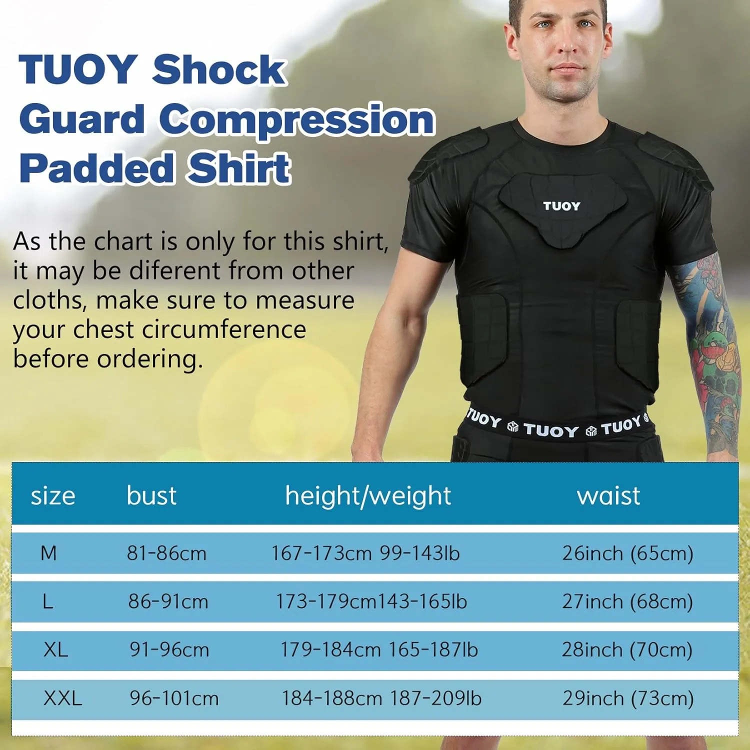 DGXINJUN Men Padded Chest Rib Protector Vest 4-Pads Shirt for Adult Football Baseball Softball Rugby Basketball
