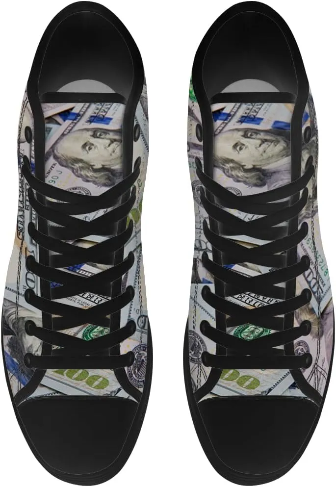 Dollar High Top Canvas Shoes Money High Top Sneakers Lace Up Casual Shoes Gifts for Men Women