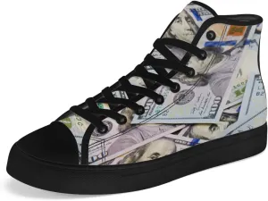 Dollar High Top Canvas Shoes Money High Top Sneakers Lace Up Casual Shoes Gifts for Men Women
