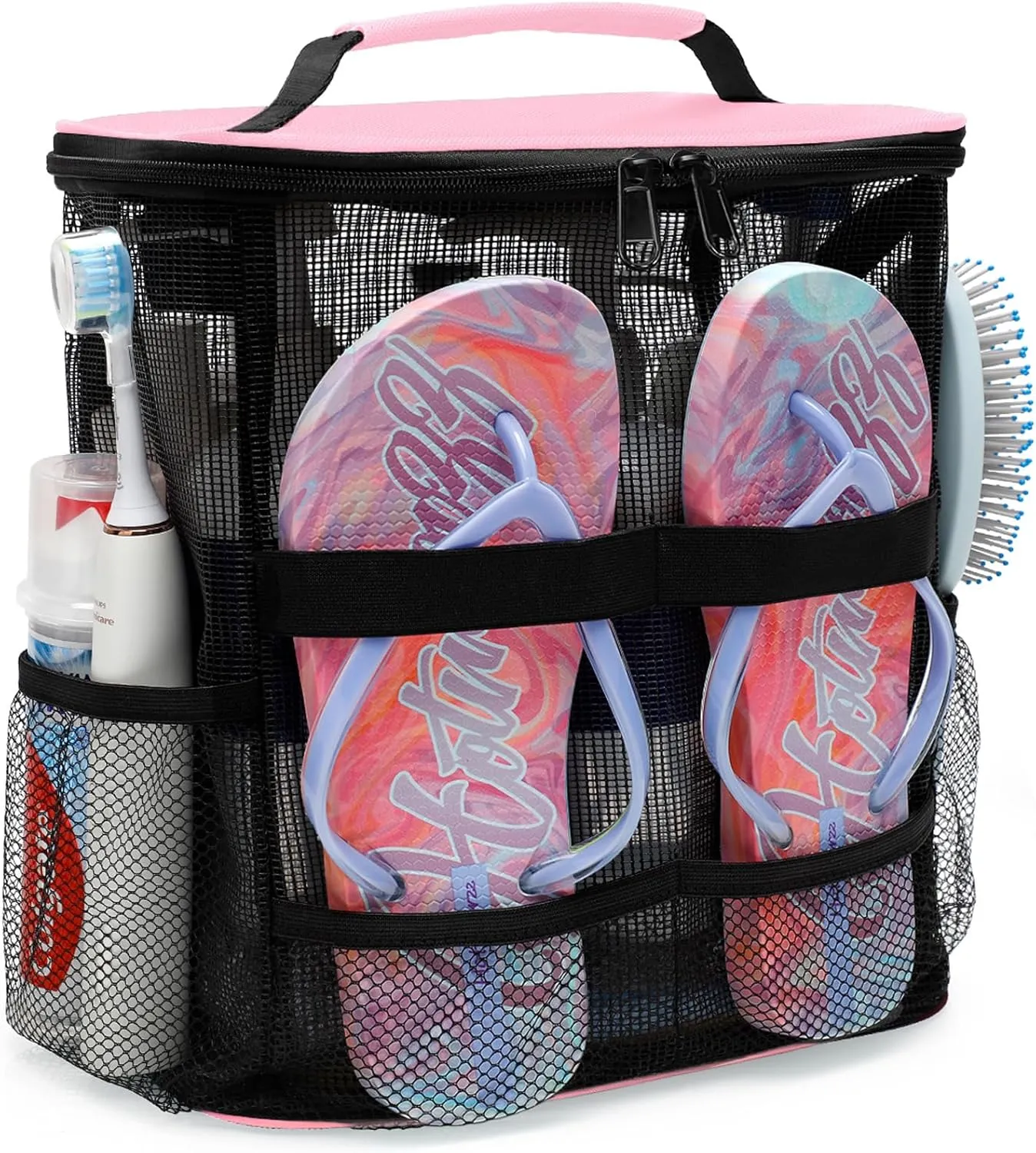 Dorm Room Essentials for Girls, Mesh Shower Caddy Hanging, Large Capacity Toiletry Bag for Women, Quick Dry Shower Bag for Camping, Bathroom, Gym, Swimming, Cruise, Beach, College, Travel Essentials