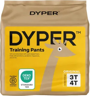DYPER - Toddler Pull Up Style Potty Training Pants Girls/Boys Day & Overnight Protection - Made with Plant-Based*, Honest Ingredients, Hypoallergenic - Size 3T-4T (24 Count)