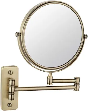 ELTOX Wall Mounted Makeup Mirror,8-Inch Two-Sided Swivel Wall Mount Mirror with Magnification,360 Degree Swivel,No Light,6.9-Inch Extension,Antique Color,for Bathroom (Size : 7X)