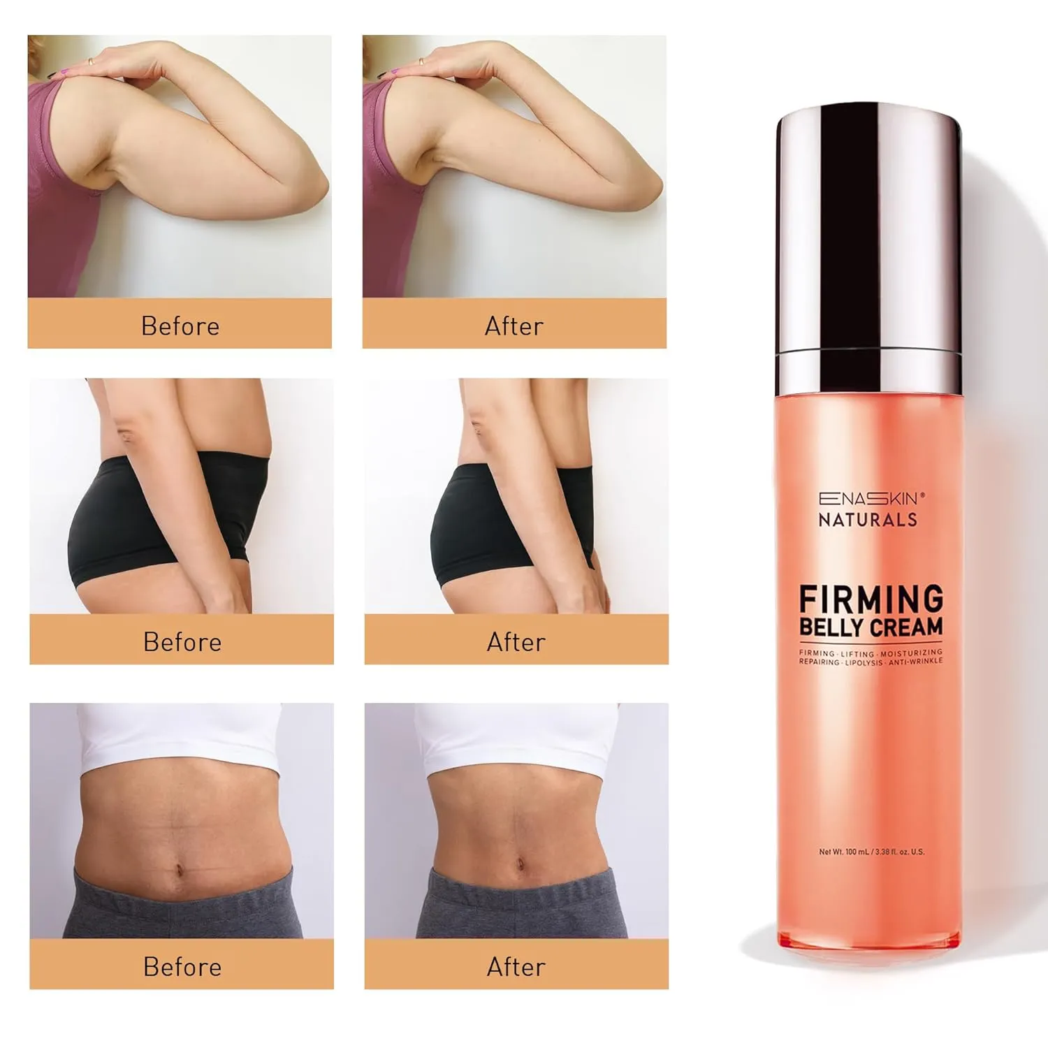 Enaskin Naturals Belly Firming Cream for Tightening and Cellulite B Flat Skin Firming Cream for Stomach & Thighs & Butt - 90ML