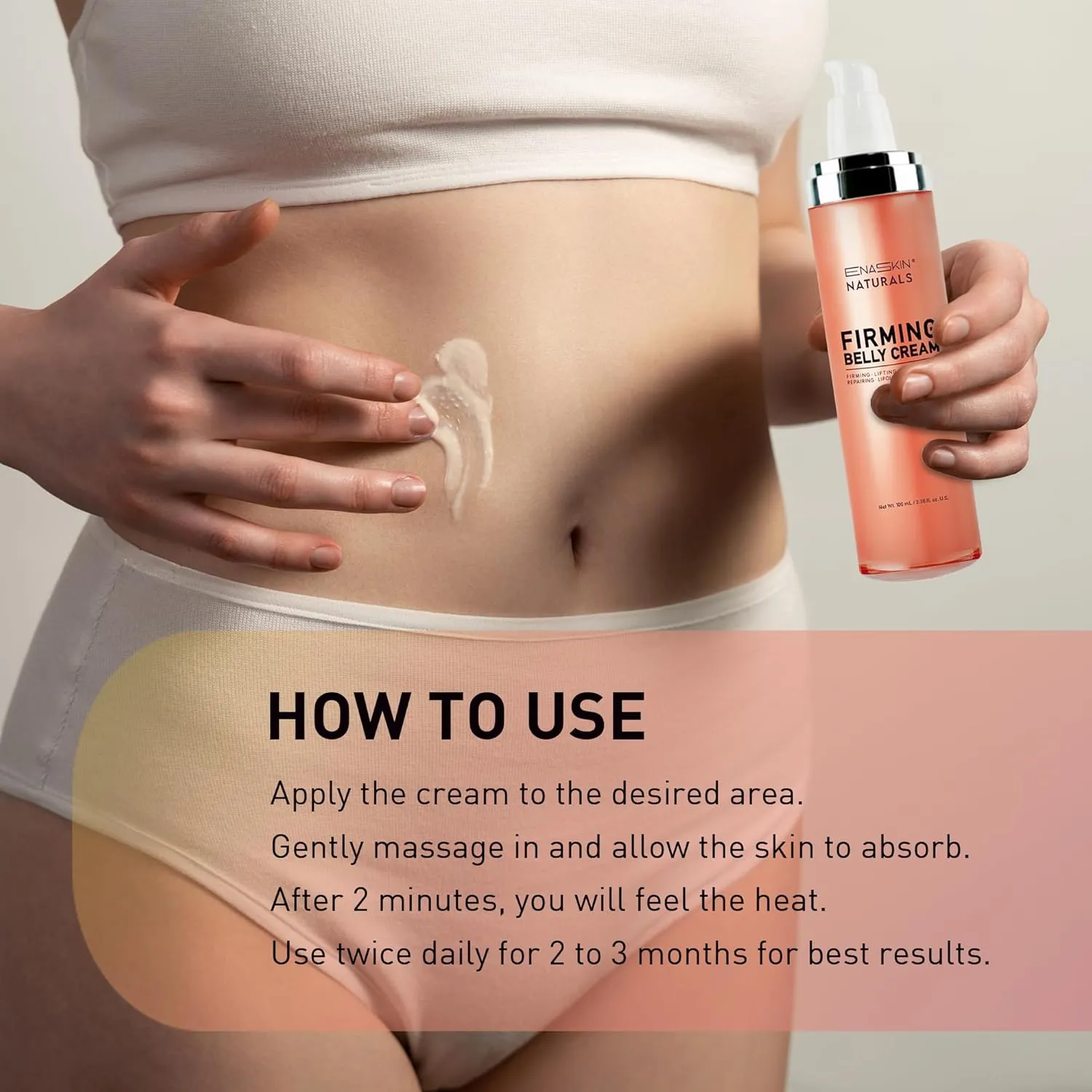Enaskin Naturals Belly Firming Cream for Tightening and Cellulite B Flat Skin Firming Cream for Stomach & Thighs & Butt - 90ML