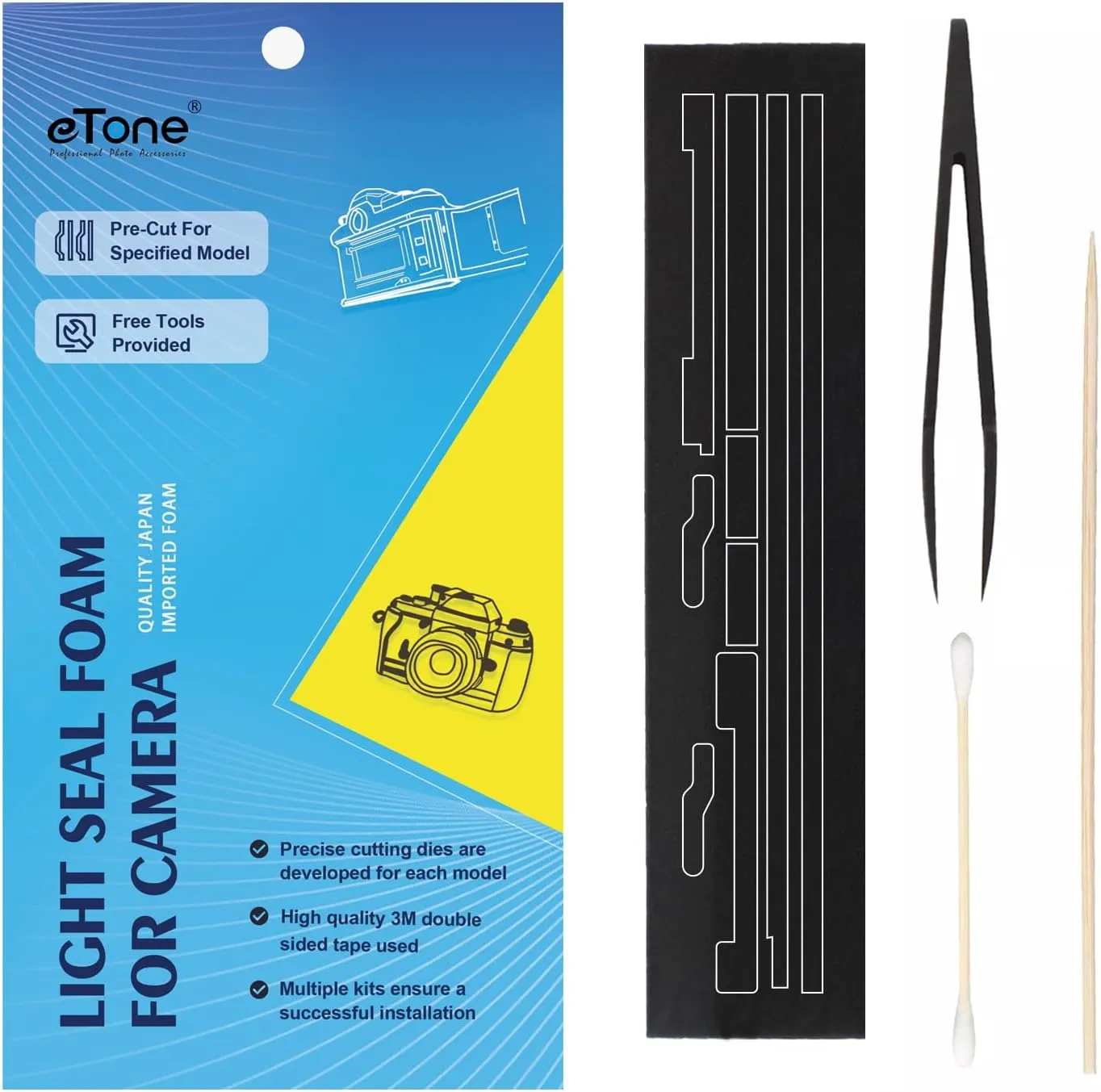eTone Pre-Cut Light Seal Foam Sponge 3 Kits Adhesive for Pentacon Six/Six TL Camera