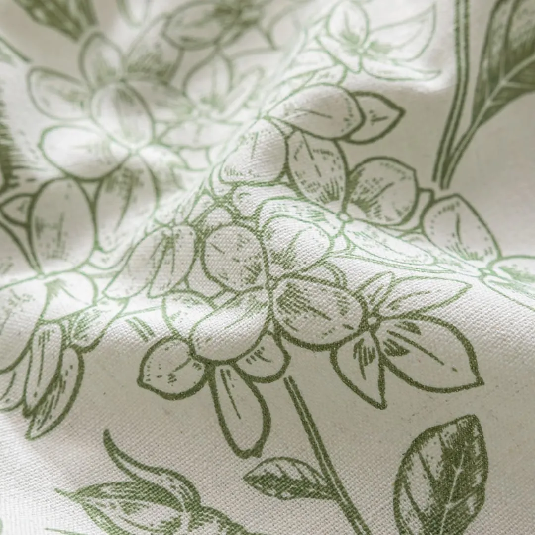 F-CHU Sage Green Floral Curtains Bohemian Drapes 72 Inch Length Cotton Linen Boho Window Curtain with Tassel Rod Pocket Bedroom Macrame Drapes Flower Curtains, 2 Panel 52" W x 72" L