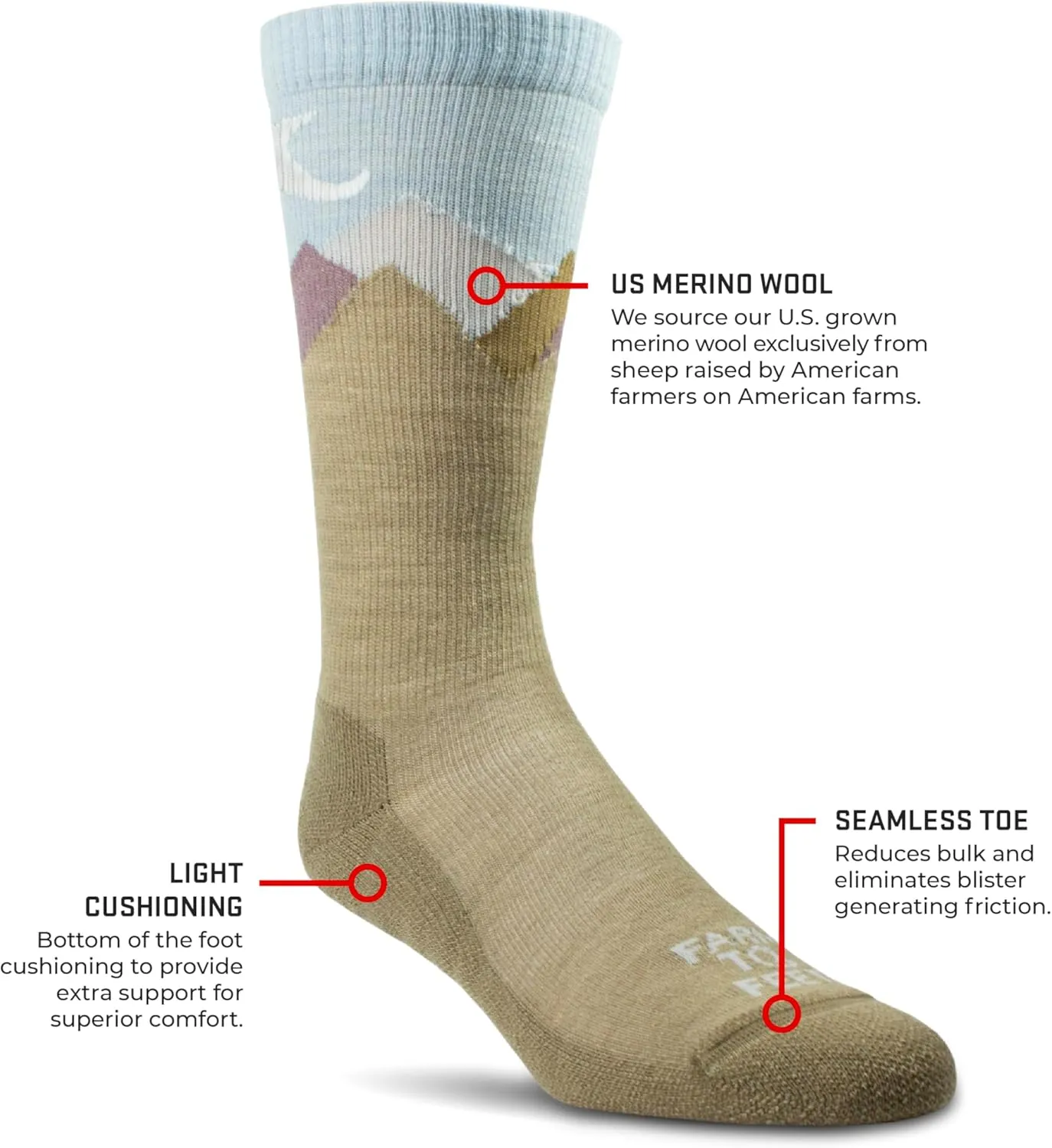 Farm to Feet Maricopa Light Cushion Crew Merino Wool Socks