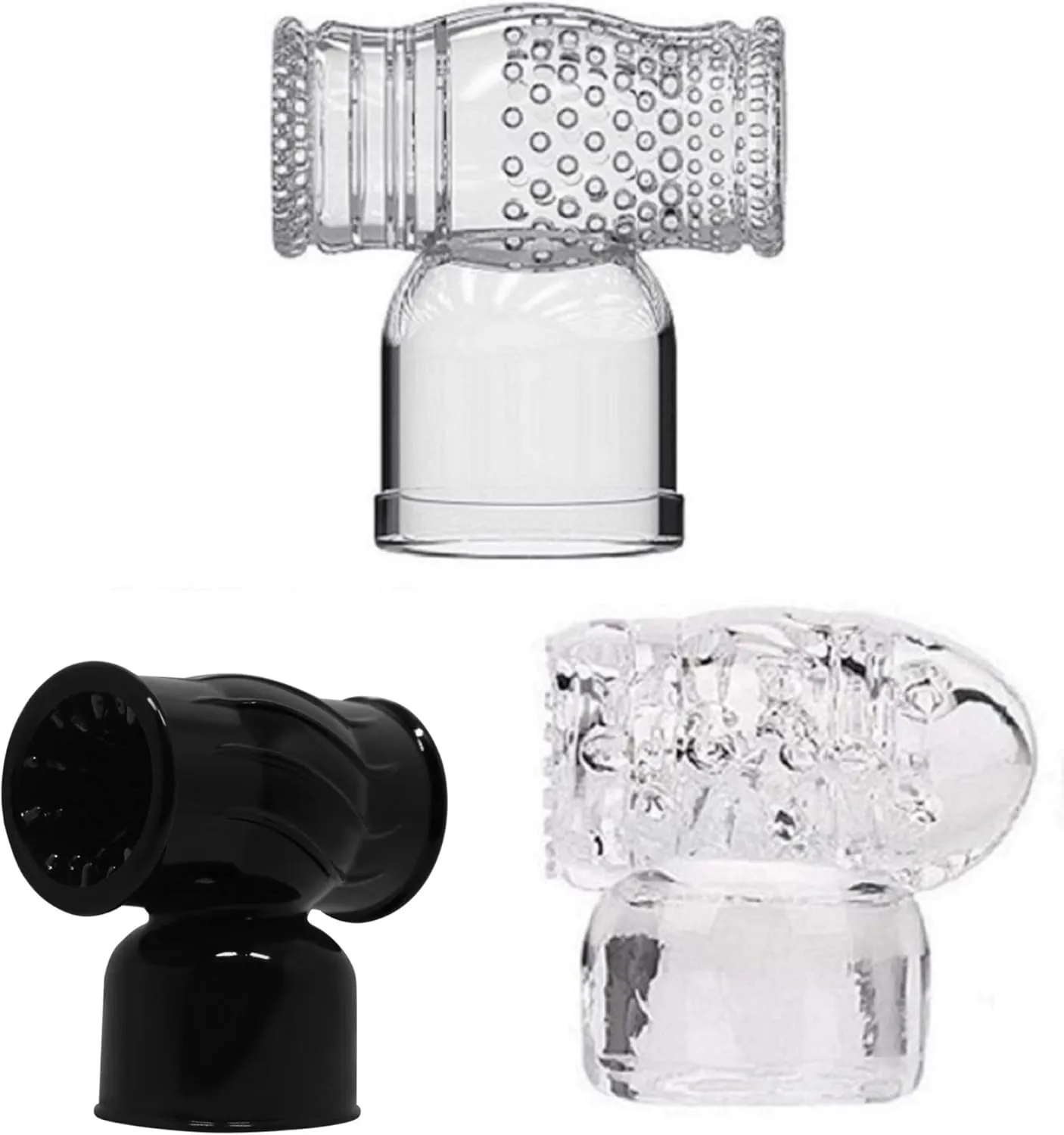 Fashionable and Trendy Magic Wand Attachment, Soft TPR Head Cover,1.77-inch Inner Diameter,Compatible with Hitachi Attachments,Such as Hitachi HV260270280, etc(3PCS:Clear Black)