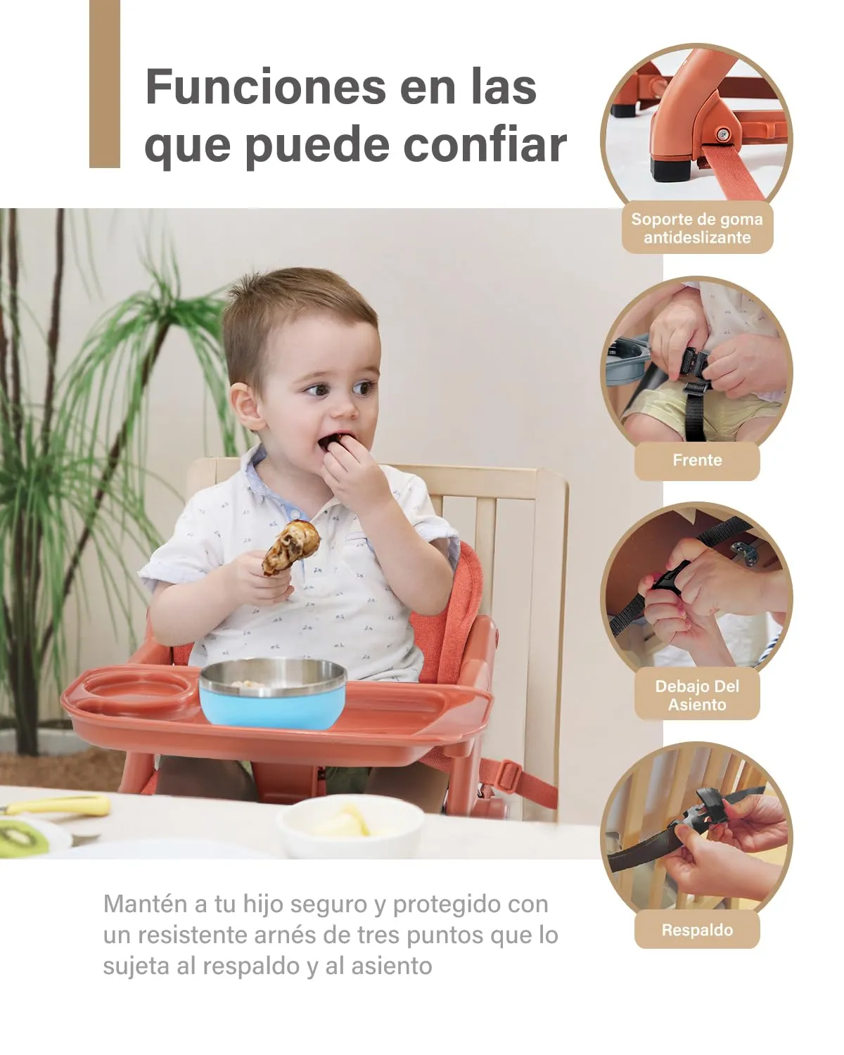 Feed Me 3-in-1 Travel High Chair Booster Seat for Infants and Toddlers - Transitional, Compact & Fits Any Chair, Swivel Tray, Pumpkin Orange