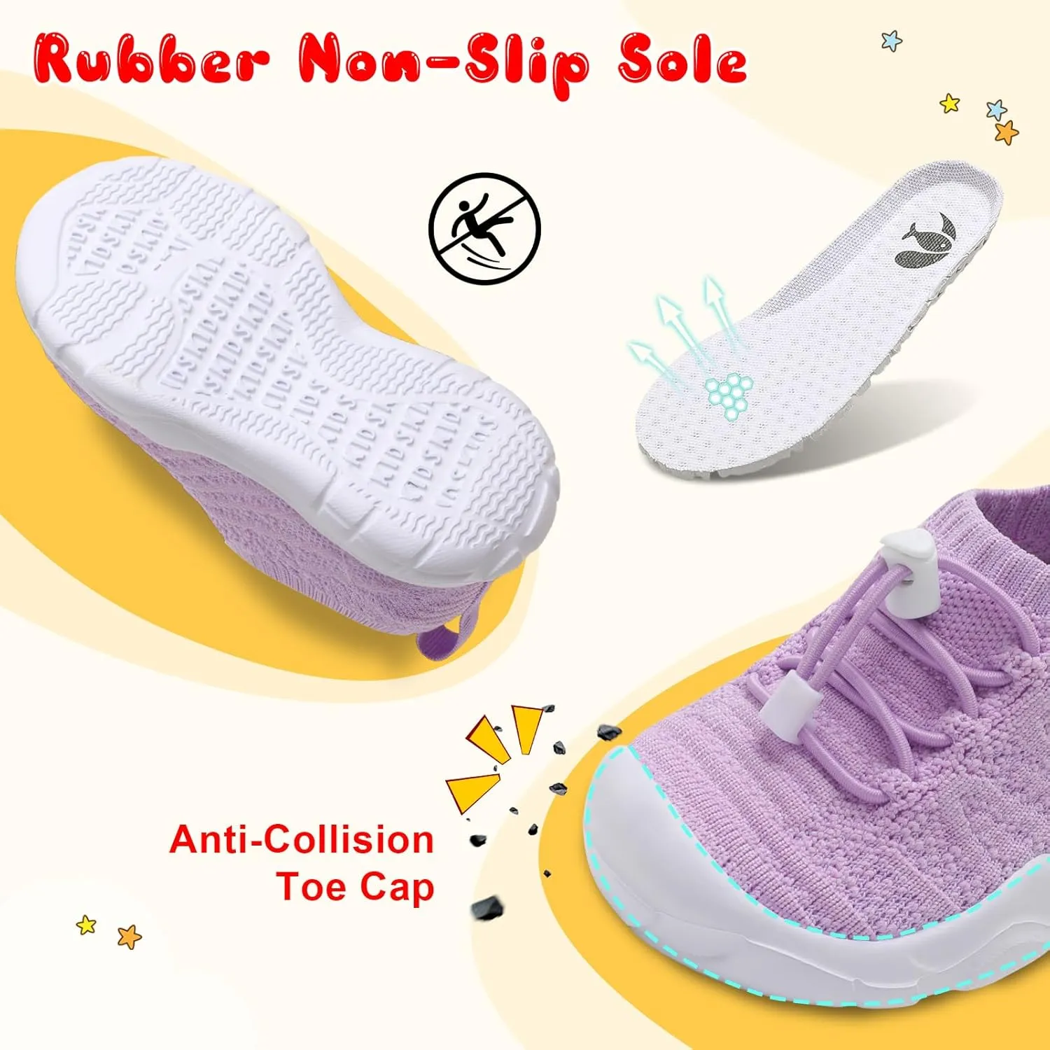 FEETCITY Toddler Slip On Shoes Boys Girls Wide Toddler Tennis Shoes Sports Walking Sneakers