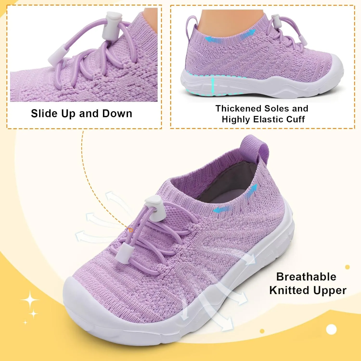 FEETCITY Toddler Slip On Shoes Boys Girls Wide Toddler Tennis Shoes Sports Walking Sneakers
