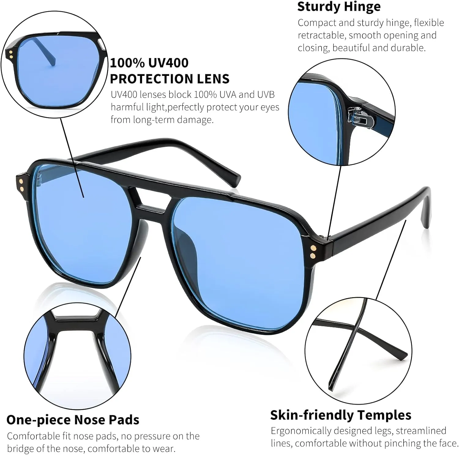 FEISEDY Retro Square Aviator Sunglasses Women Men 70s Vintage Trendy Plastic Frame Sun Glasses B2835