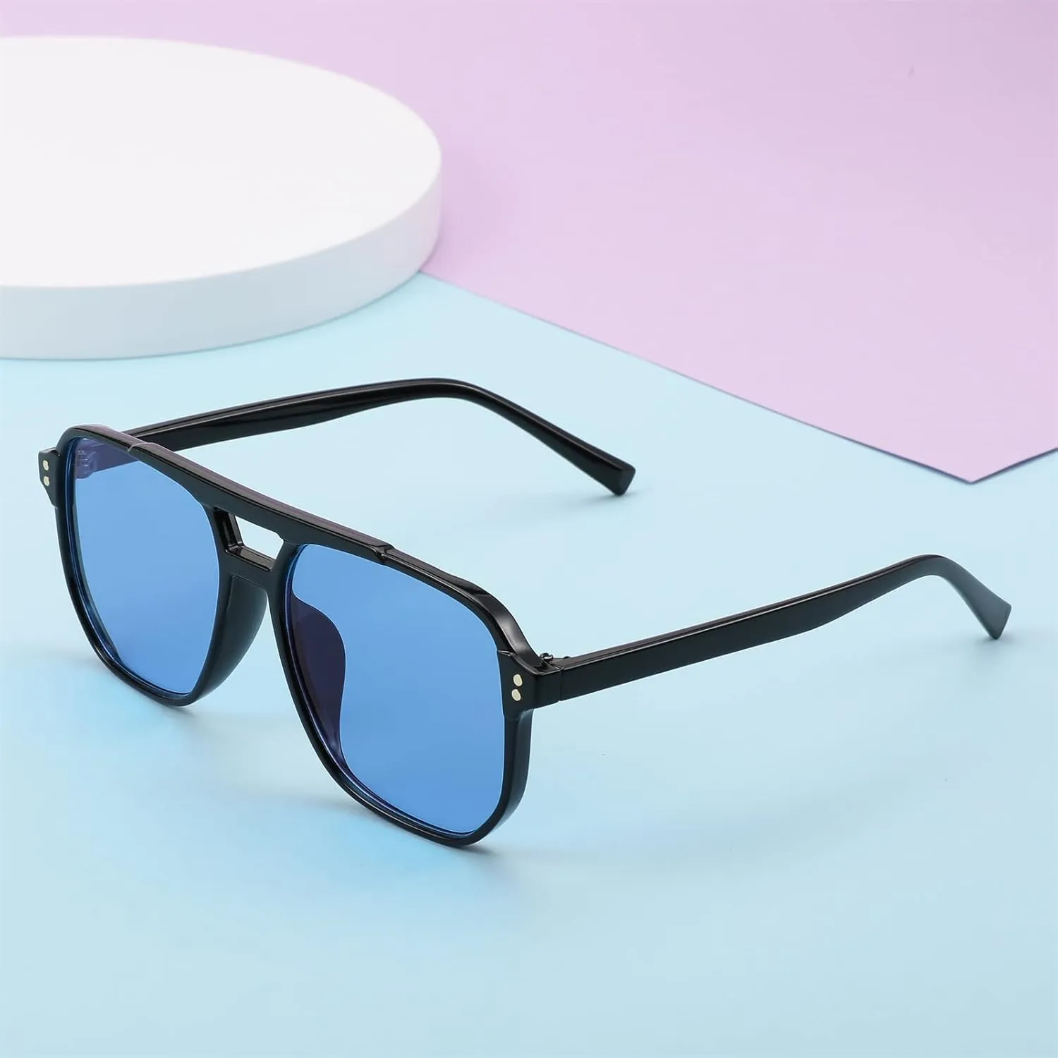 FEISEDY Retro Square Aviator Sunglasses Women Men 70s Vintage Trendy Plastic Frame Sun Glasses B2835