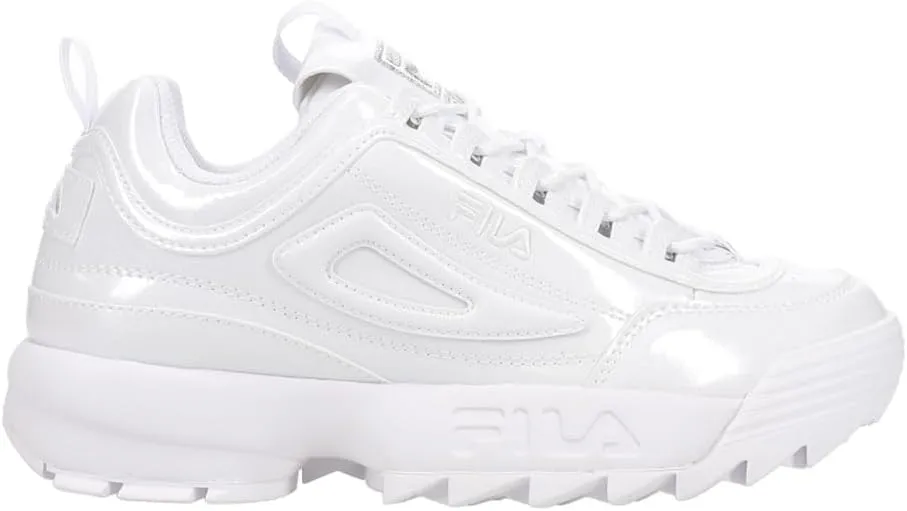 Fila Women's Disruptor II Shine Metallic Shoes, White/White/White - 10