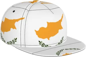 Flag of Cyprus Outdoor Sports Baseball Cap, Daily Sports Adjustable Fashionable Flat Brim hat, Unisex Four-Season Outdoor Sports Cap, Black